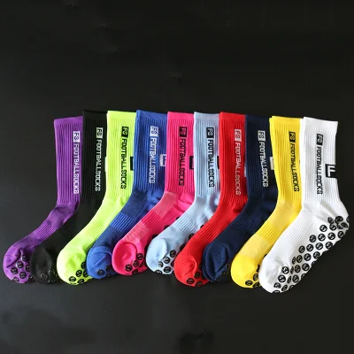 Нескользящие футбольные носки с индивидуальным логотипом, мужские противоскользящие длинные футбольные спортивные носки с рукояткой